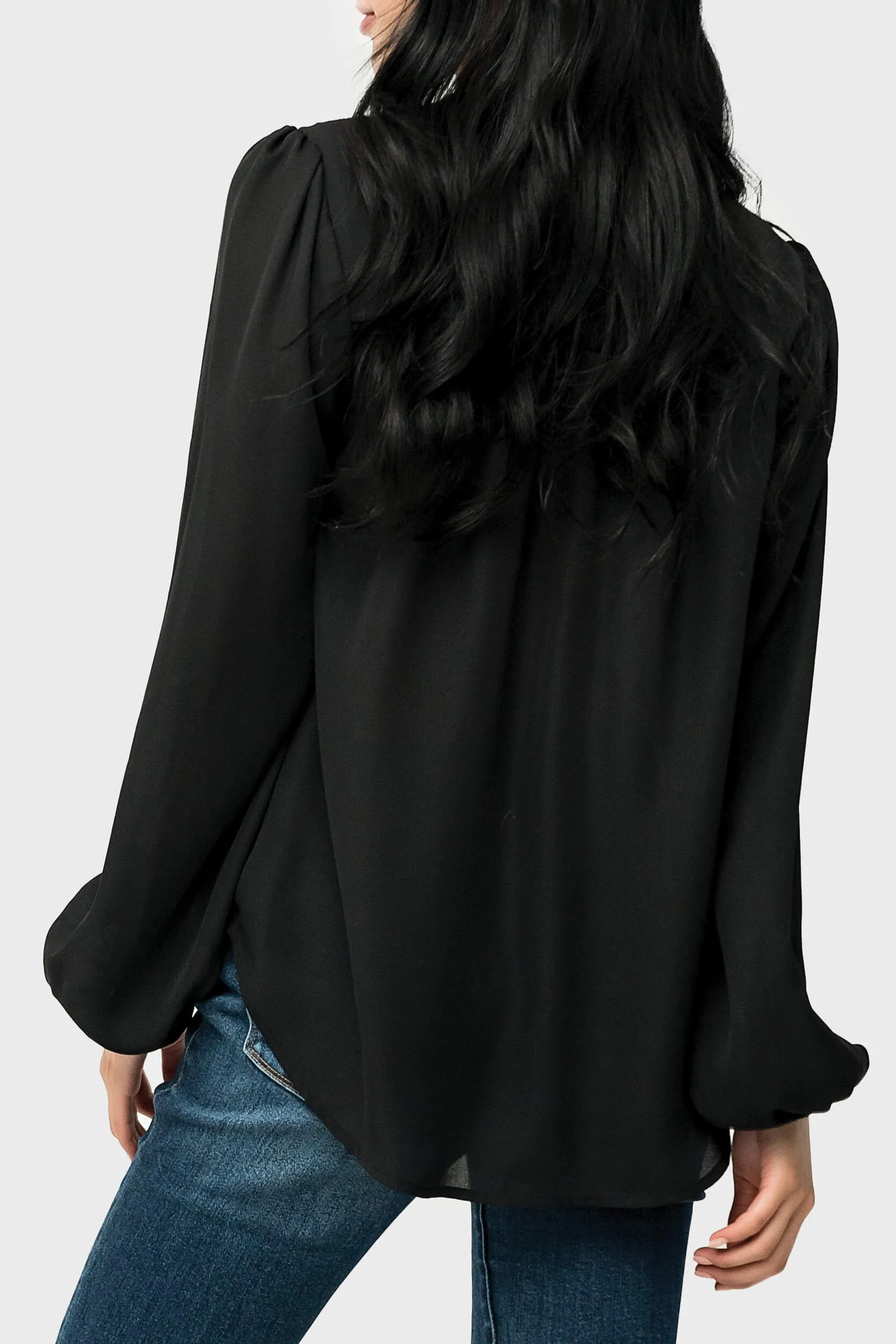 Blouson Sleeve V-Neck Blouse