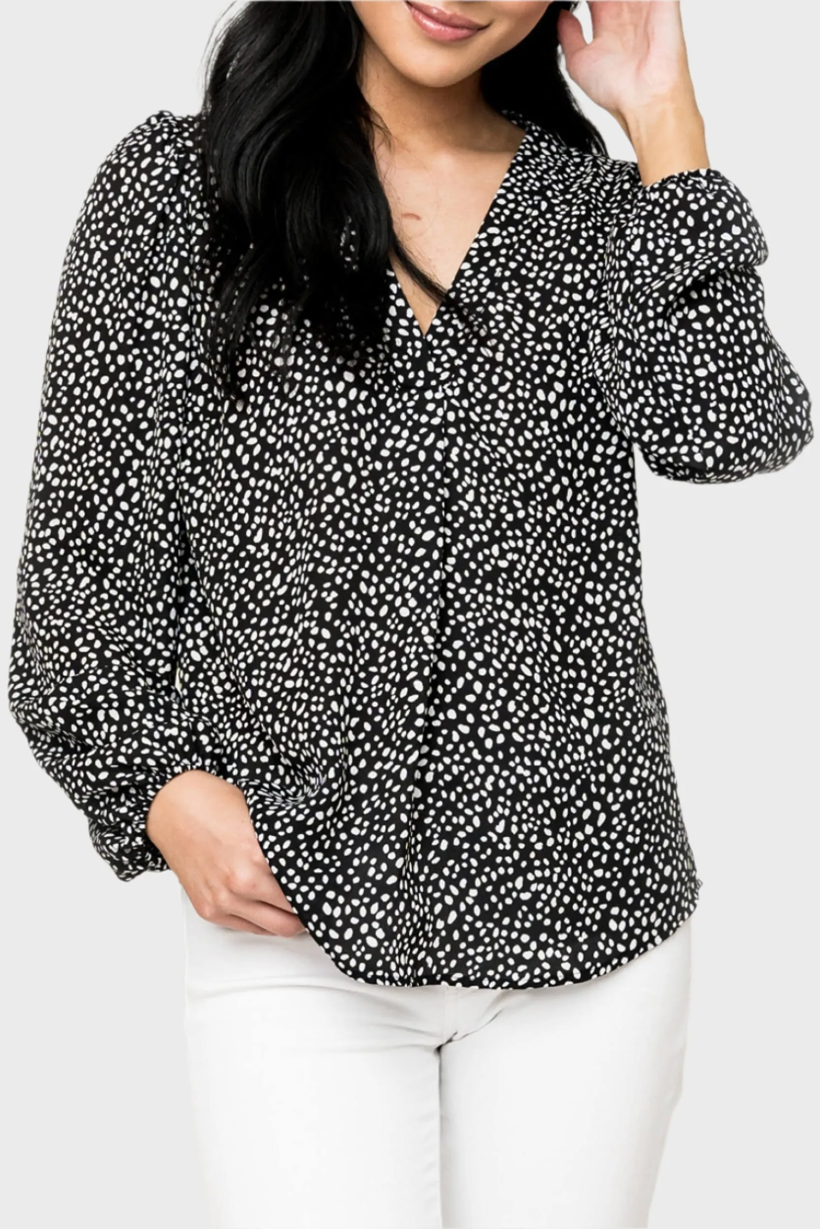 Blouson Sleeve V-Neck Blouse