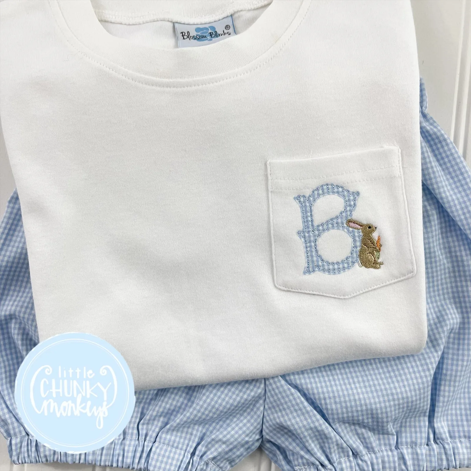 Boy Pocket Shirt - Initial and Bunny