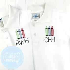 Boy Polo Shirt - Crayons and Initials