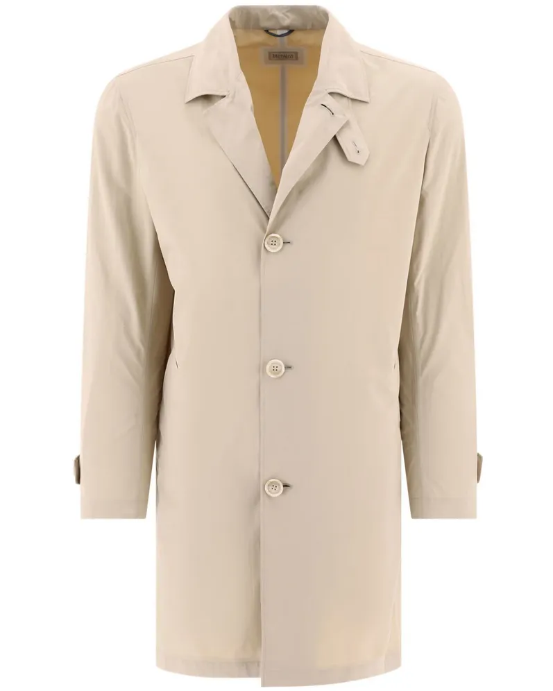 Brunello Cucinelli Men's Buttoned Trench Coat in Beige