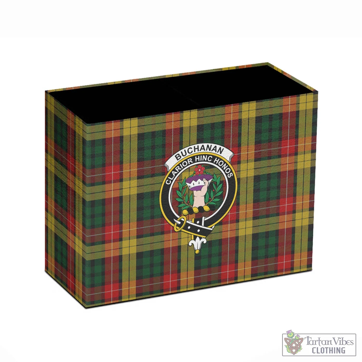 Buchanan Tartan Pen Holder with Family Crest