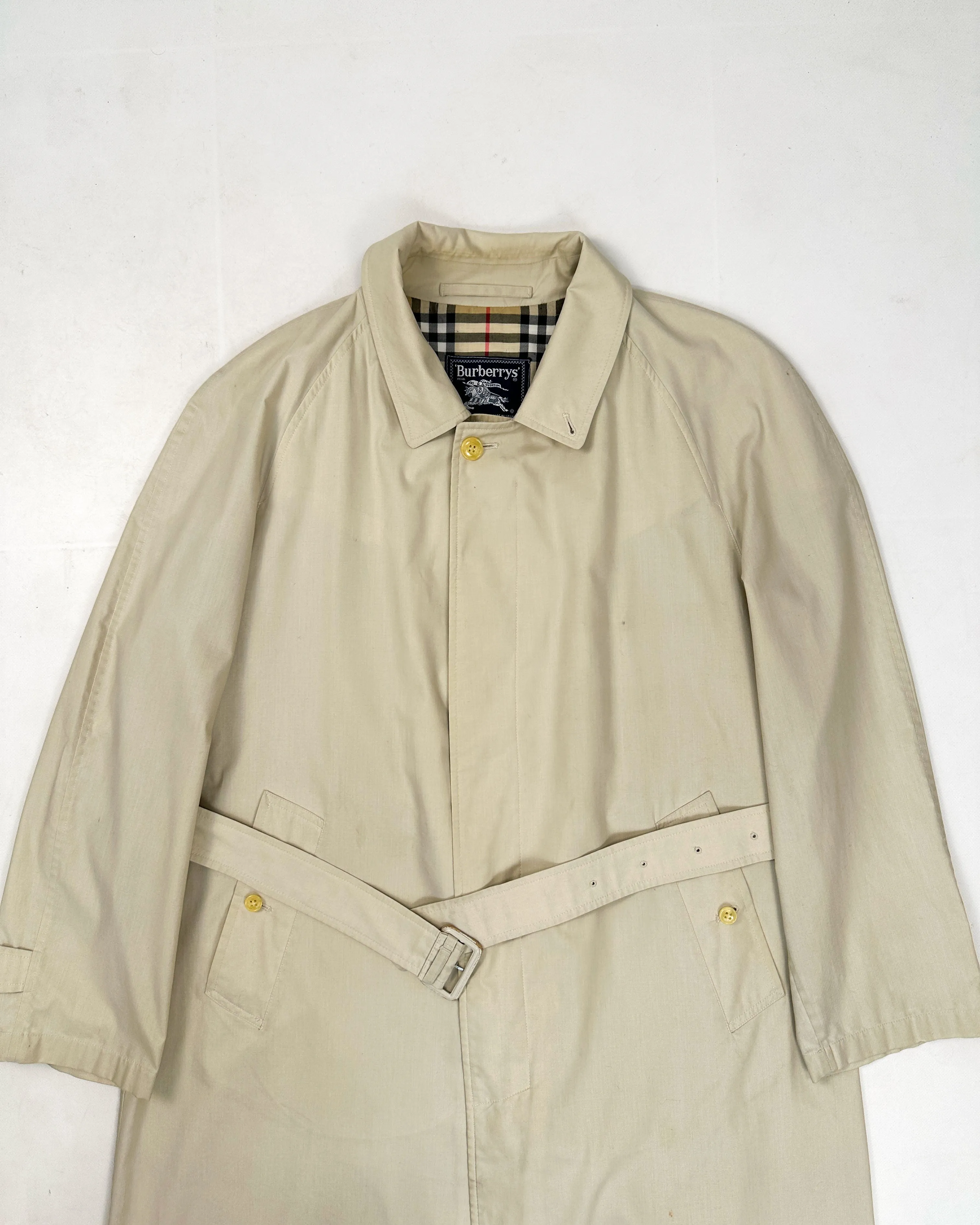 Burberry's Beige Belted Trench Coat 1980's