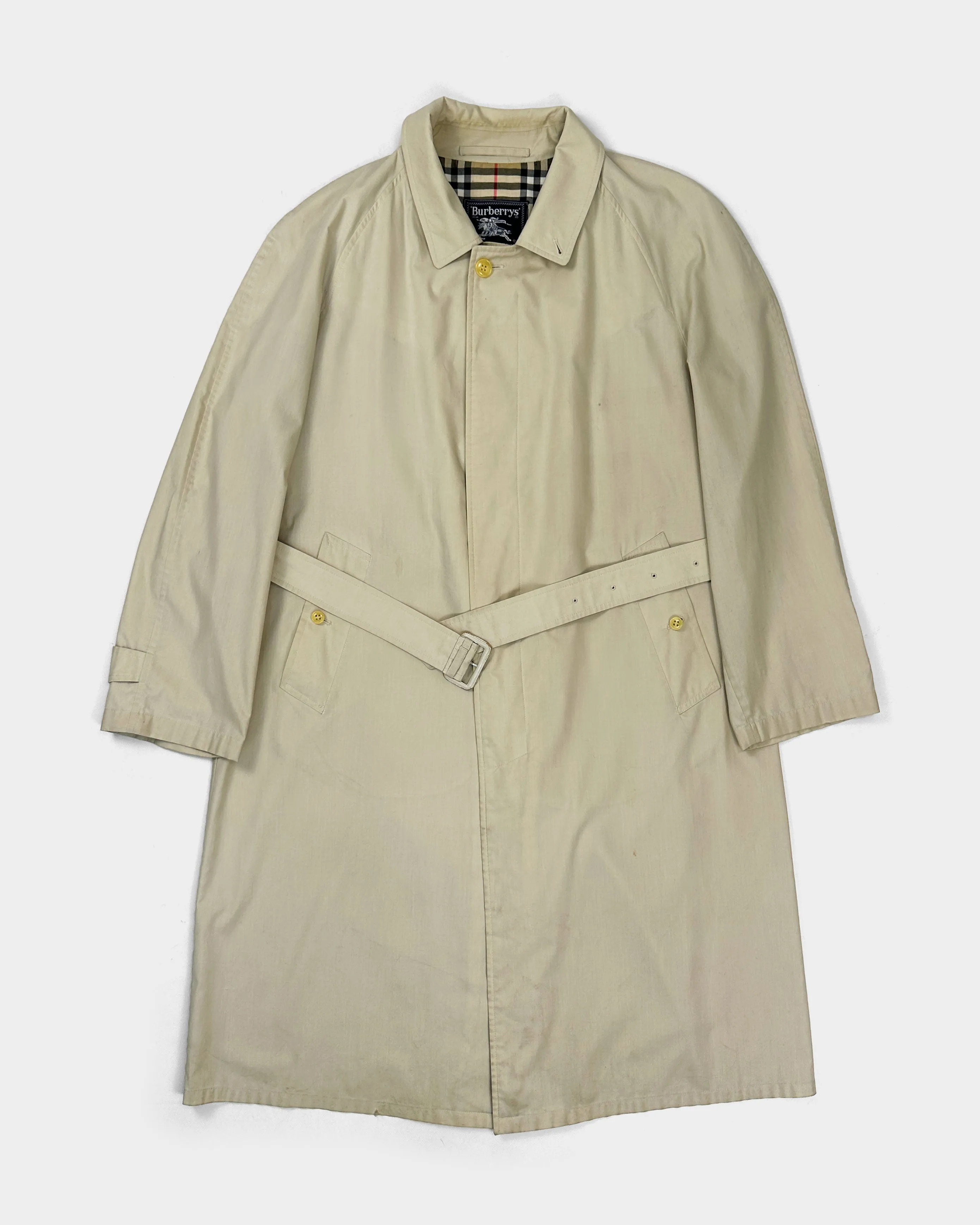 Burberry's Beige Belted Trench Coat 1980's