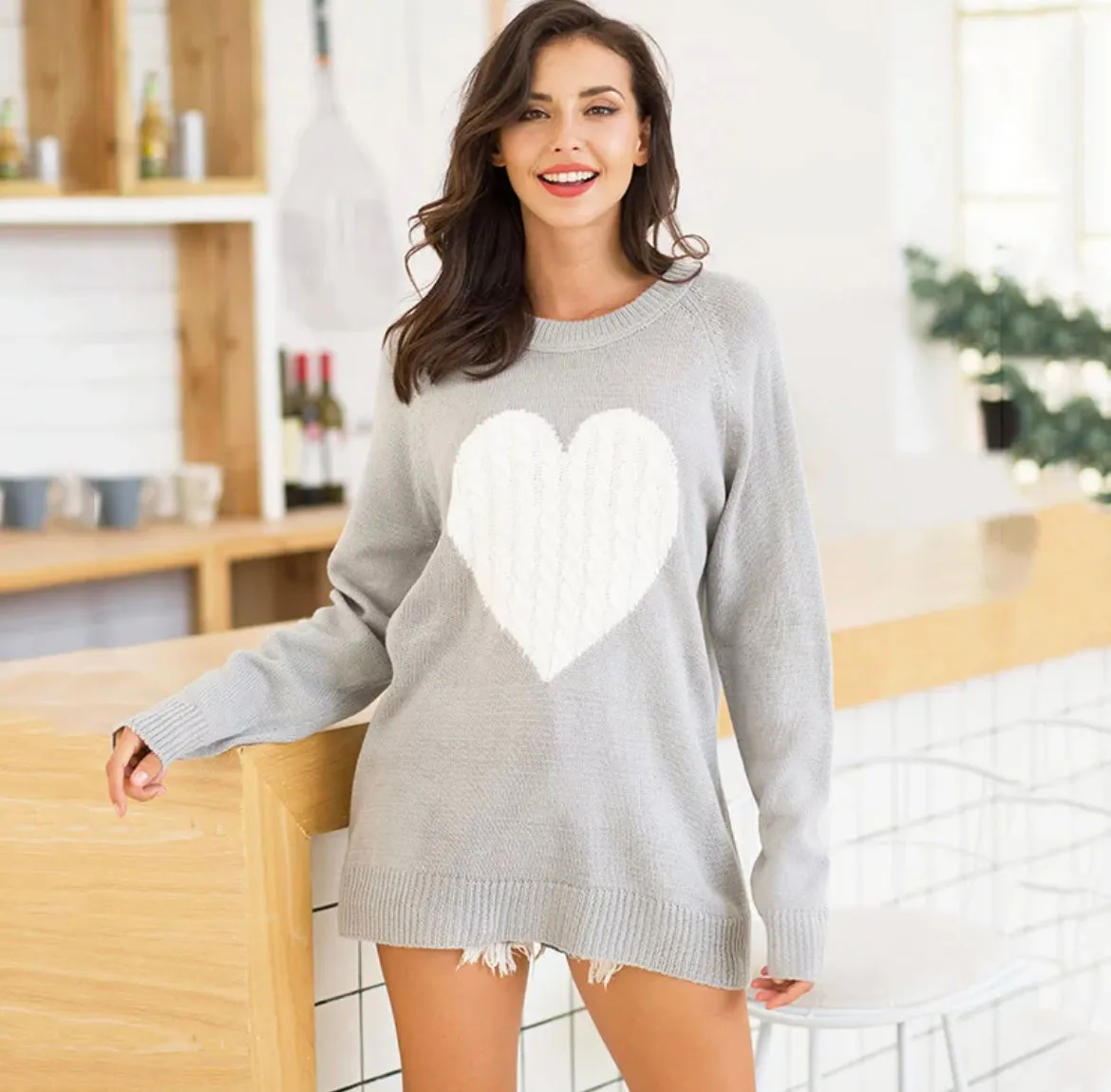 Cable Knit Heart Sweater (Various Colors)