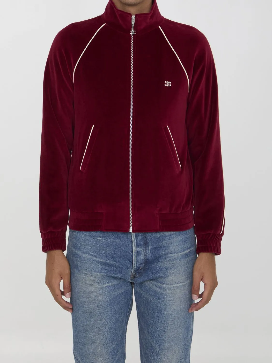 CELINE Triomphe Velvet Track Jacket - Regular Fit