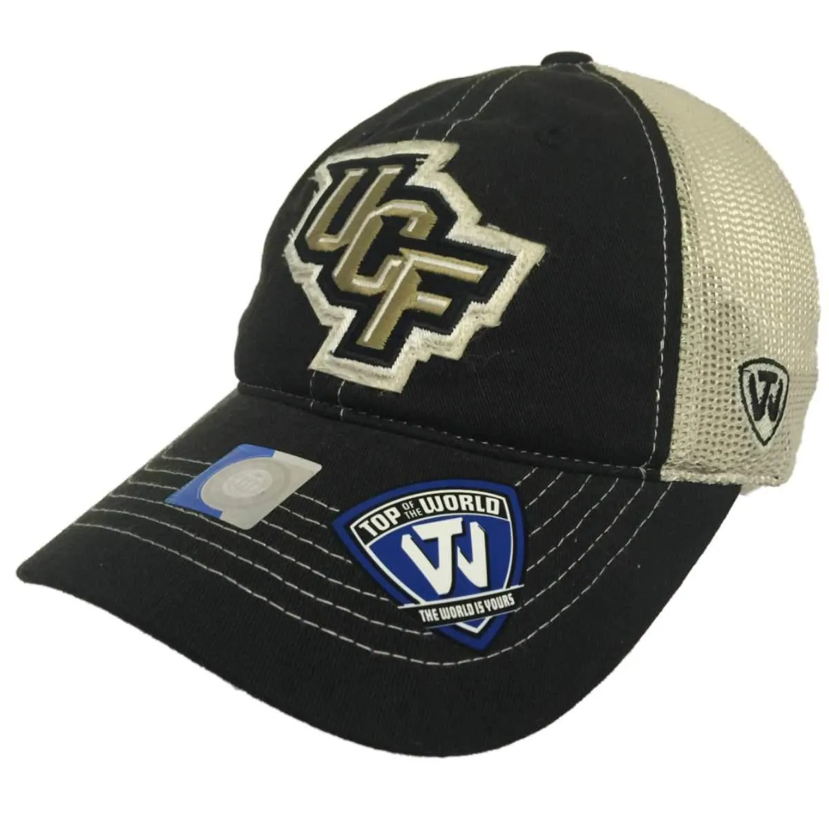 Central Florida Knights TOW Black Beige Vintage Mesh Adjustable Snapback Hat Cap