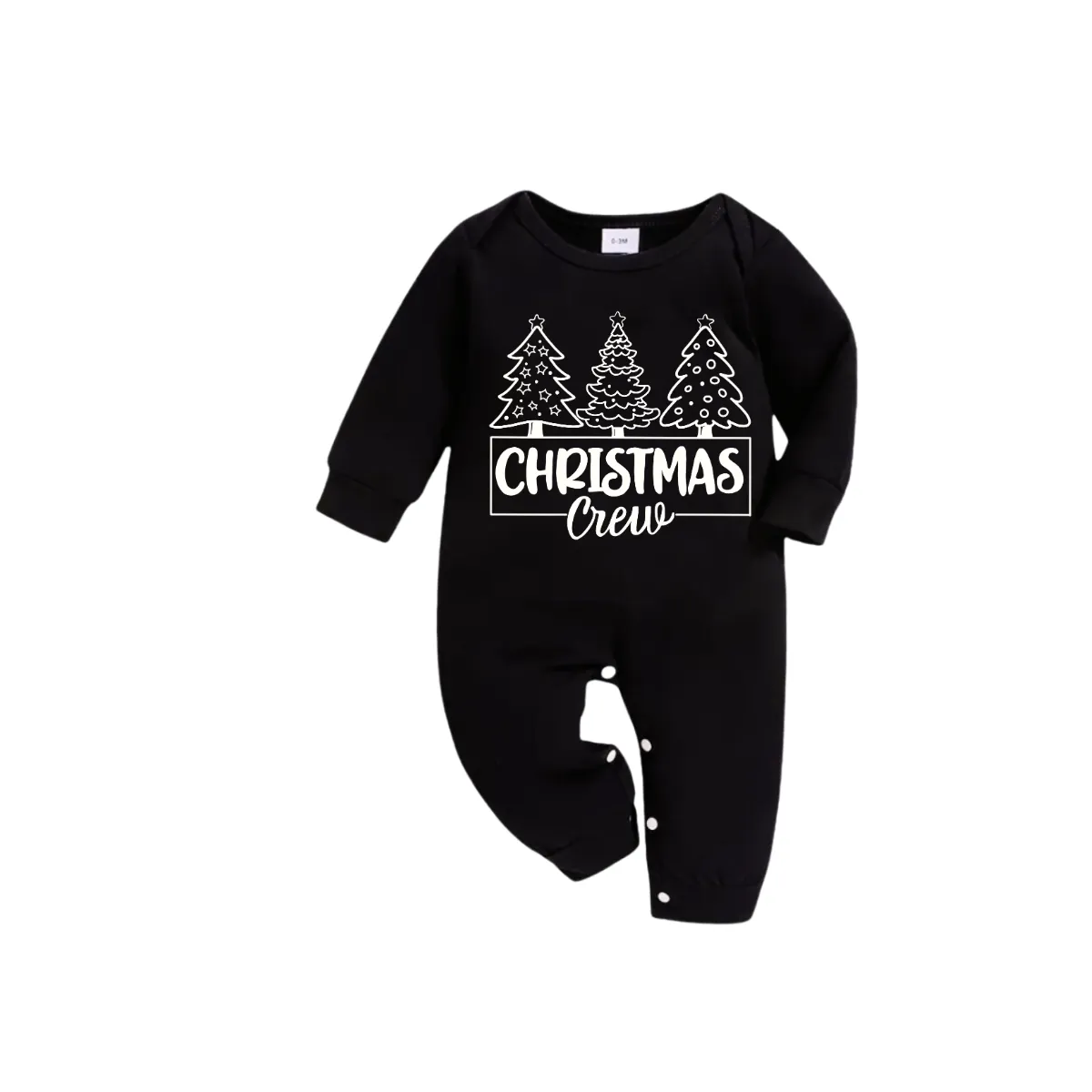 Christmas Tree and Text Print Black Long Sleeve Top with Blue & Black Plaid Family Matching Pajamas