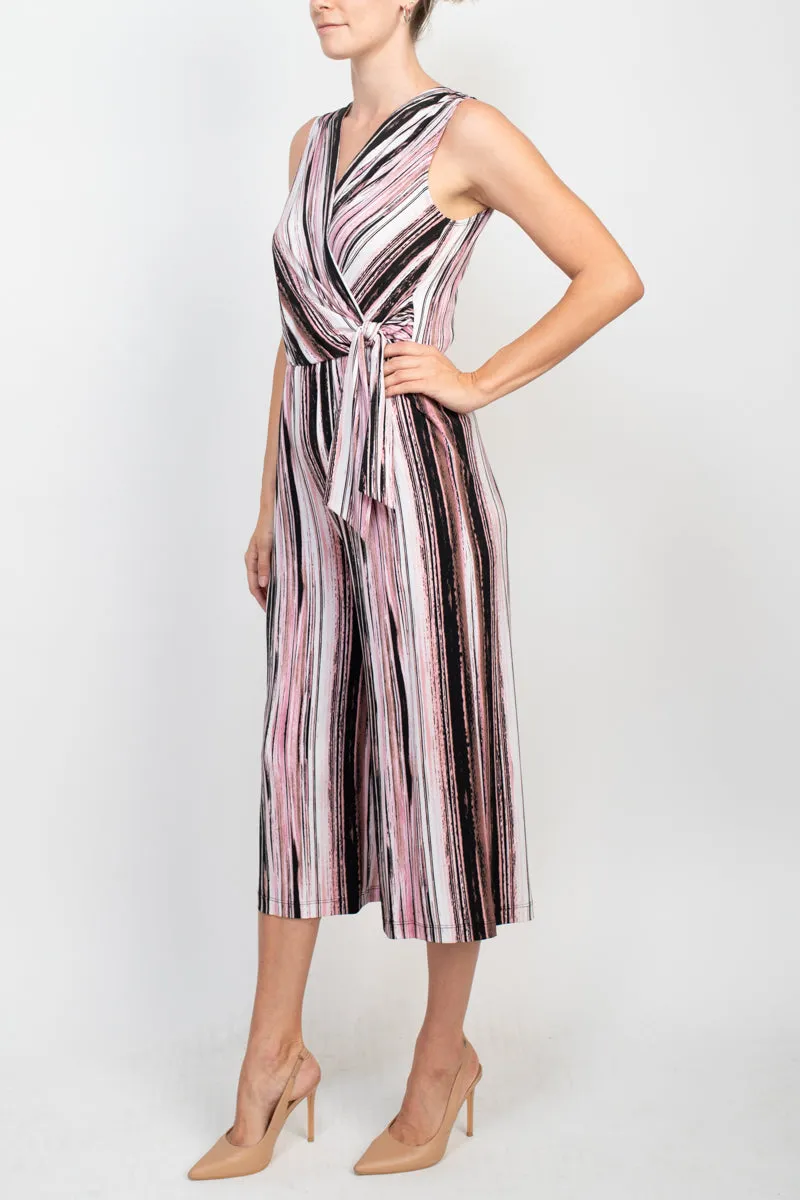 Connected Apparel Surplice Neck Tie Side Multi Print ITY Jumpsuit