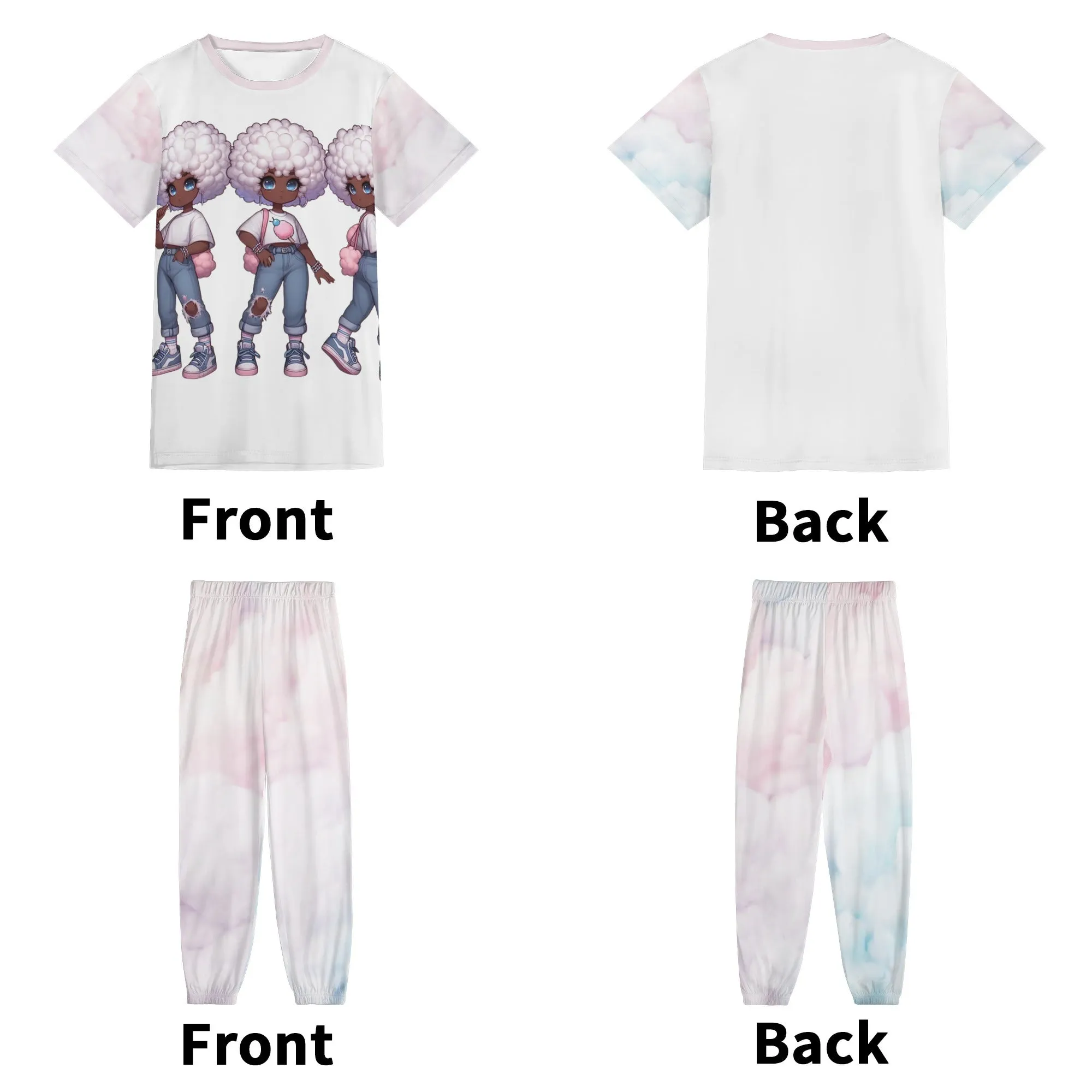 Cotton Candy Stylie Teens and Womens Short Sleeve Sports Outfit Set