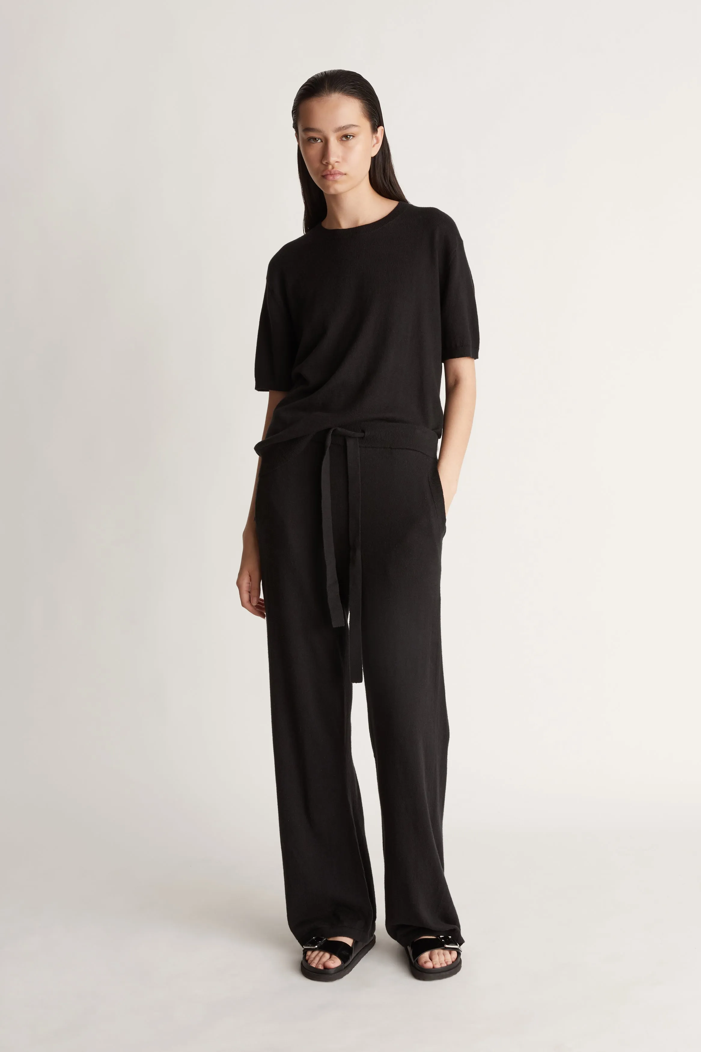 Cotton Cashmere Wide Leg Pant