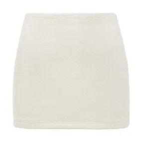 Cream Terry Rib Micro Skirt