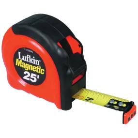 Crescent Lufkin L725MAG Tape Measure, 25 ft L Blade, 1 in W Blade, Steel Blade, ABS/Rubber Case, Orange Case