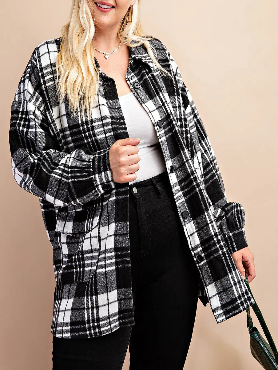 Curvy Fireside Talks Oversized Plaid Shacket