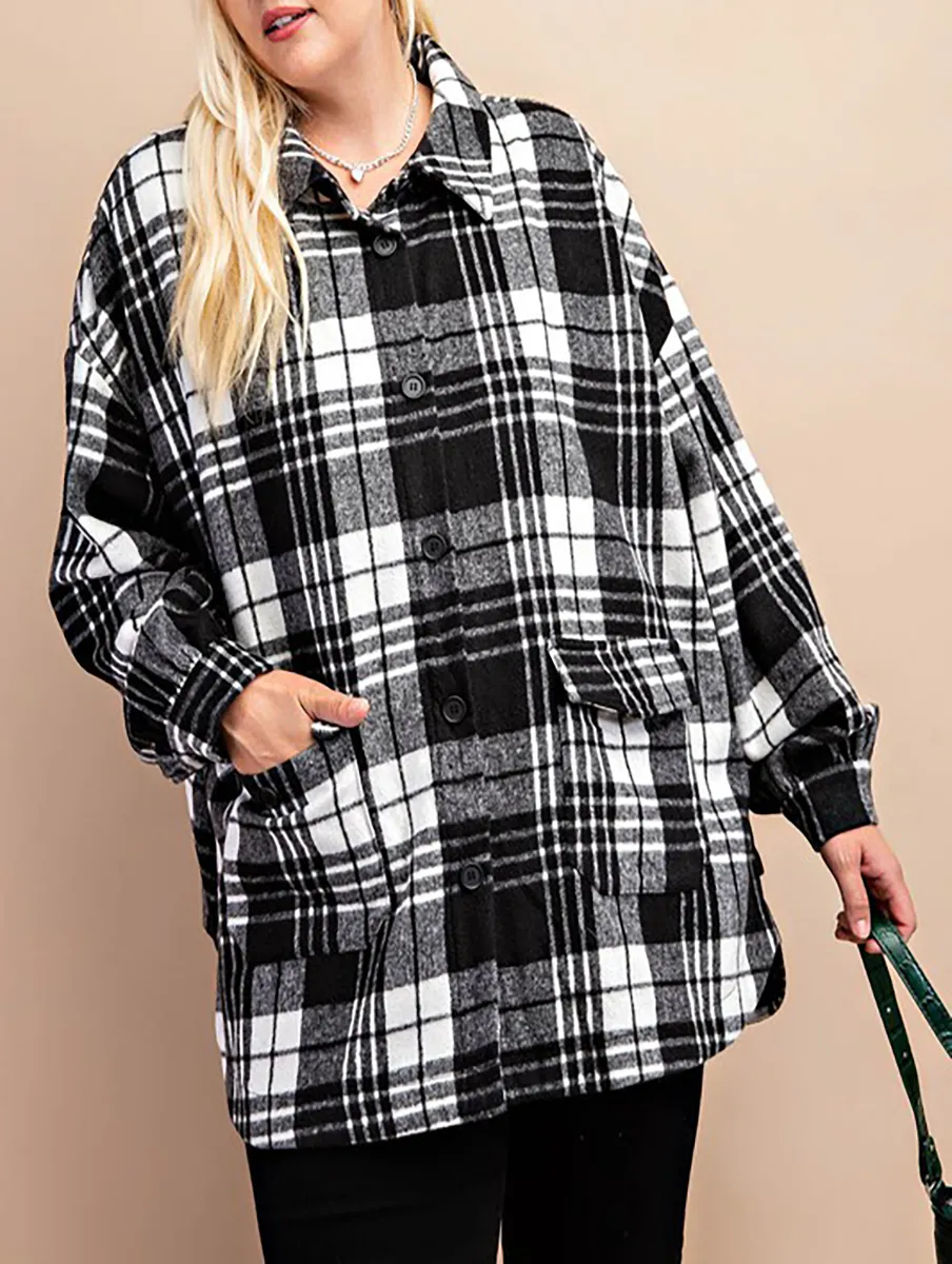 Curvy Fireside Talks Oversized Plaid Shacket