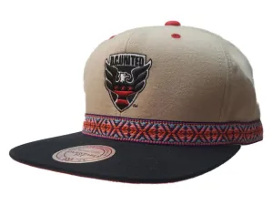 D.C. United Mitchell & Ness Beige Tribal Structured Flat Bill Snapback Hat Cap