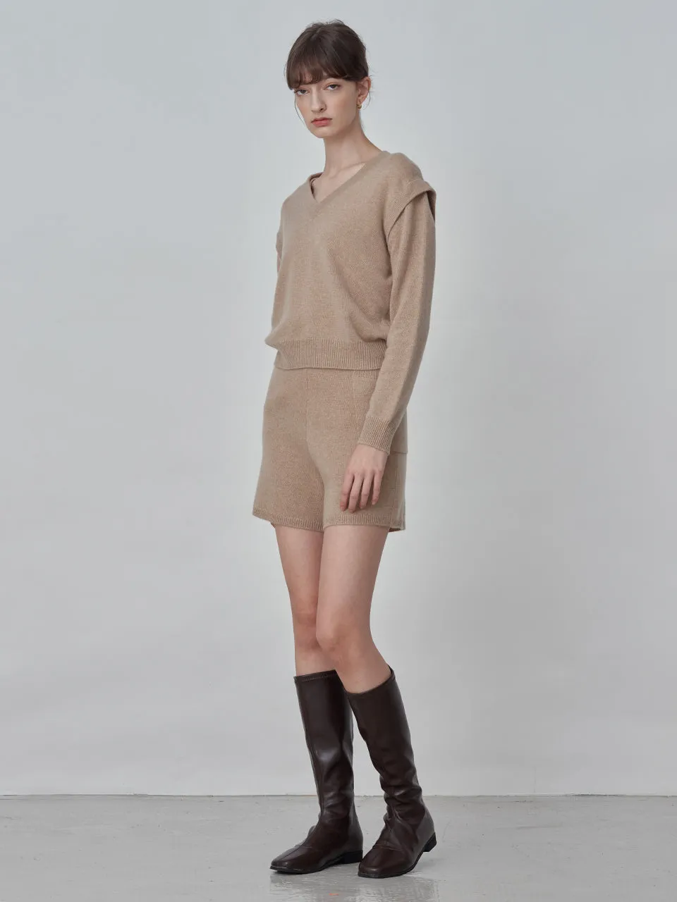 Detachable Sleeve Top_Camel