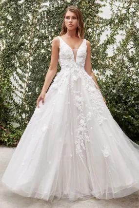 Divinity Bridal ISOLDE V Front 3D Floral Tulle Ball Gown Wedding Dress