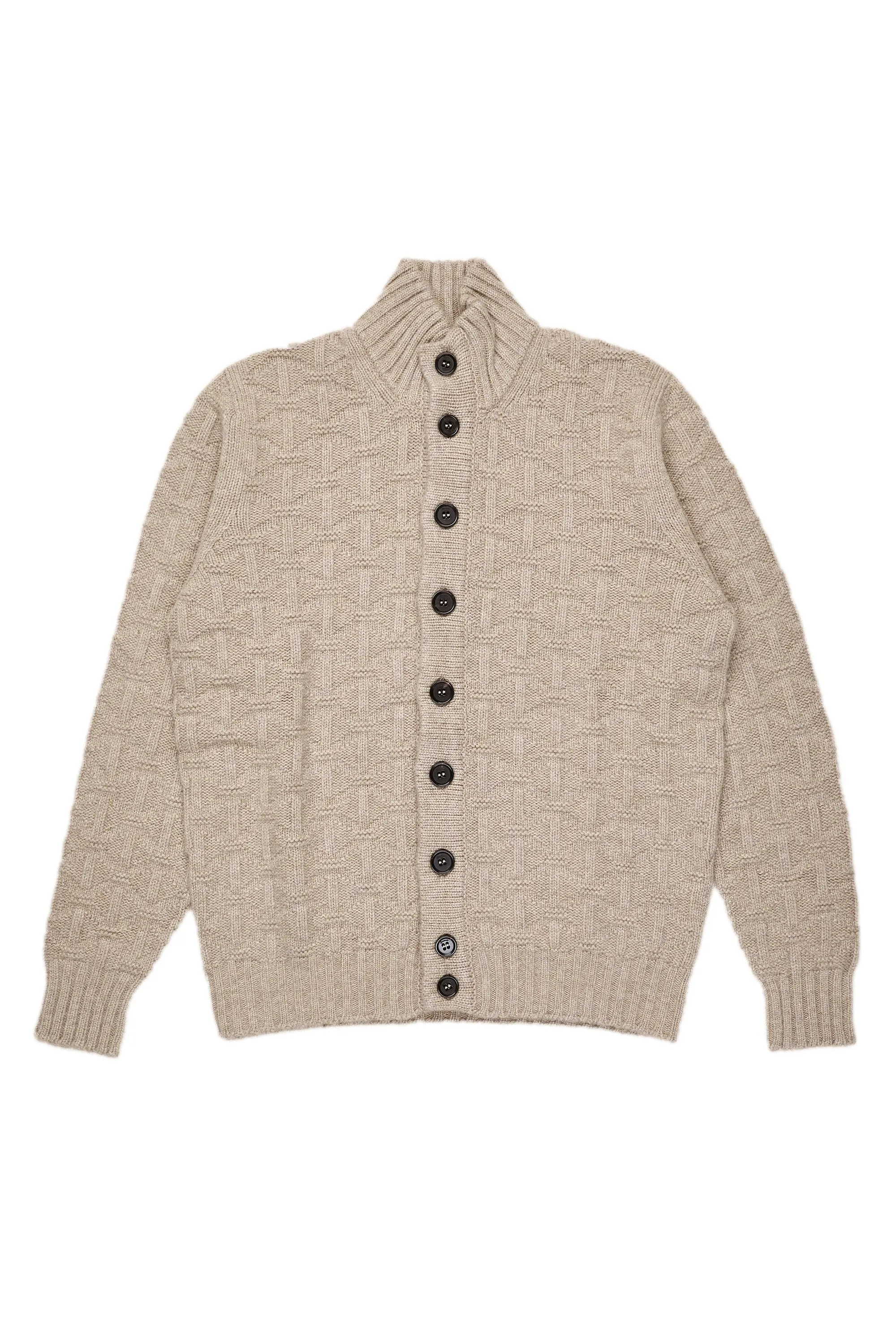 Drumohr Noce Patterned Cashmere Crewneck Cardigan