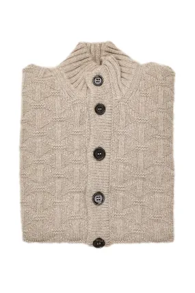 Drumohr Noce Patterned Cashmere Crewneck Cardigan