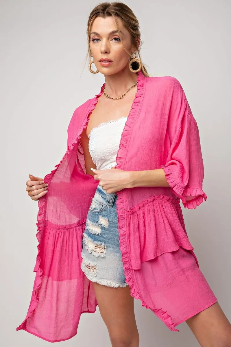 Easel Tiered Ruffle Kimono