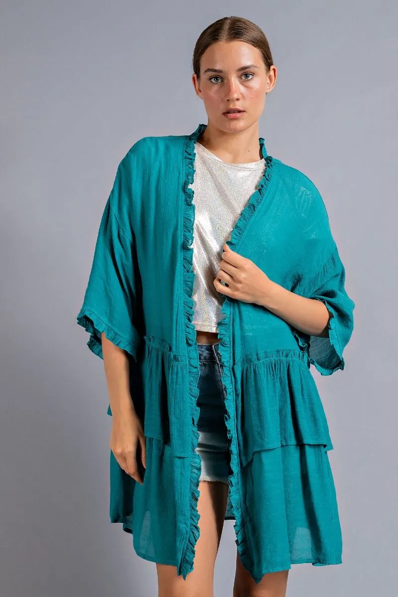 Easel Tiered Ruffle Kimono