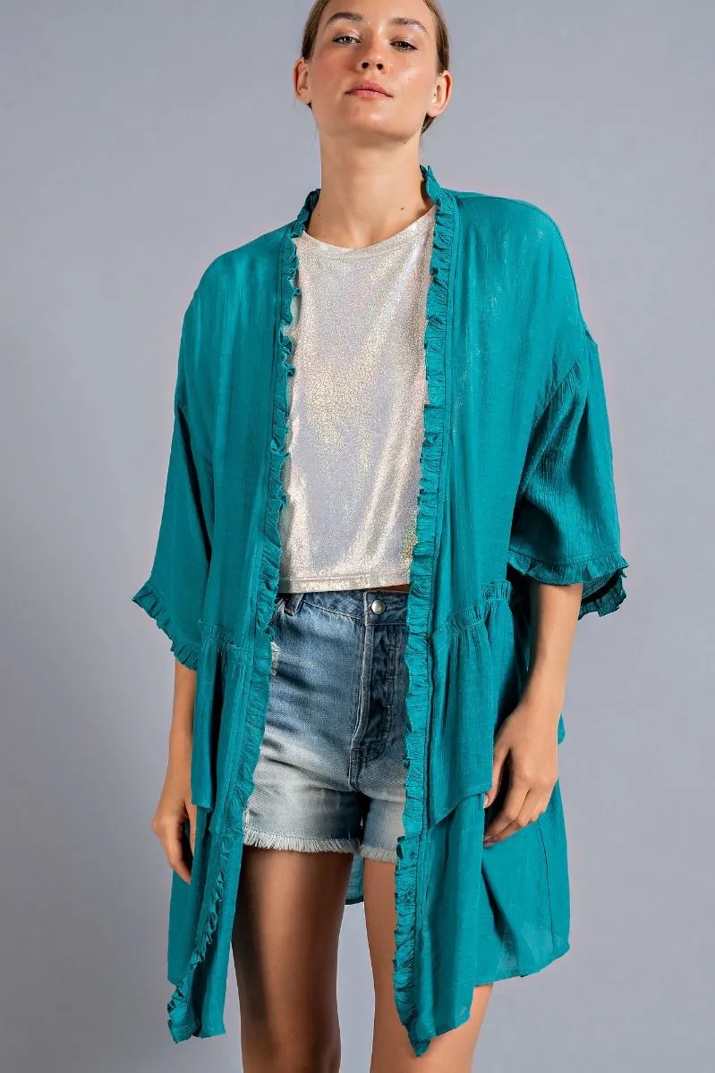 Easel Tiered Ruffle Kimono