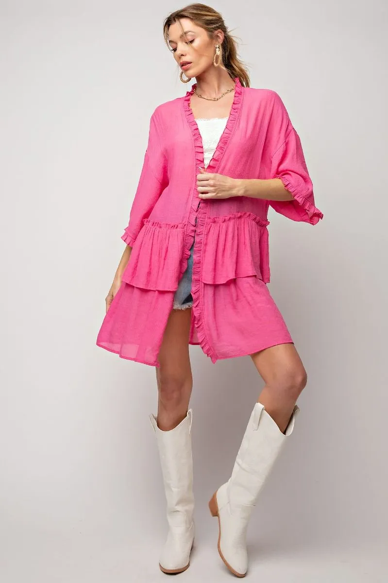 Easel Tiered Ruffle Kimono