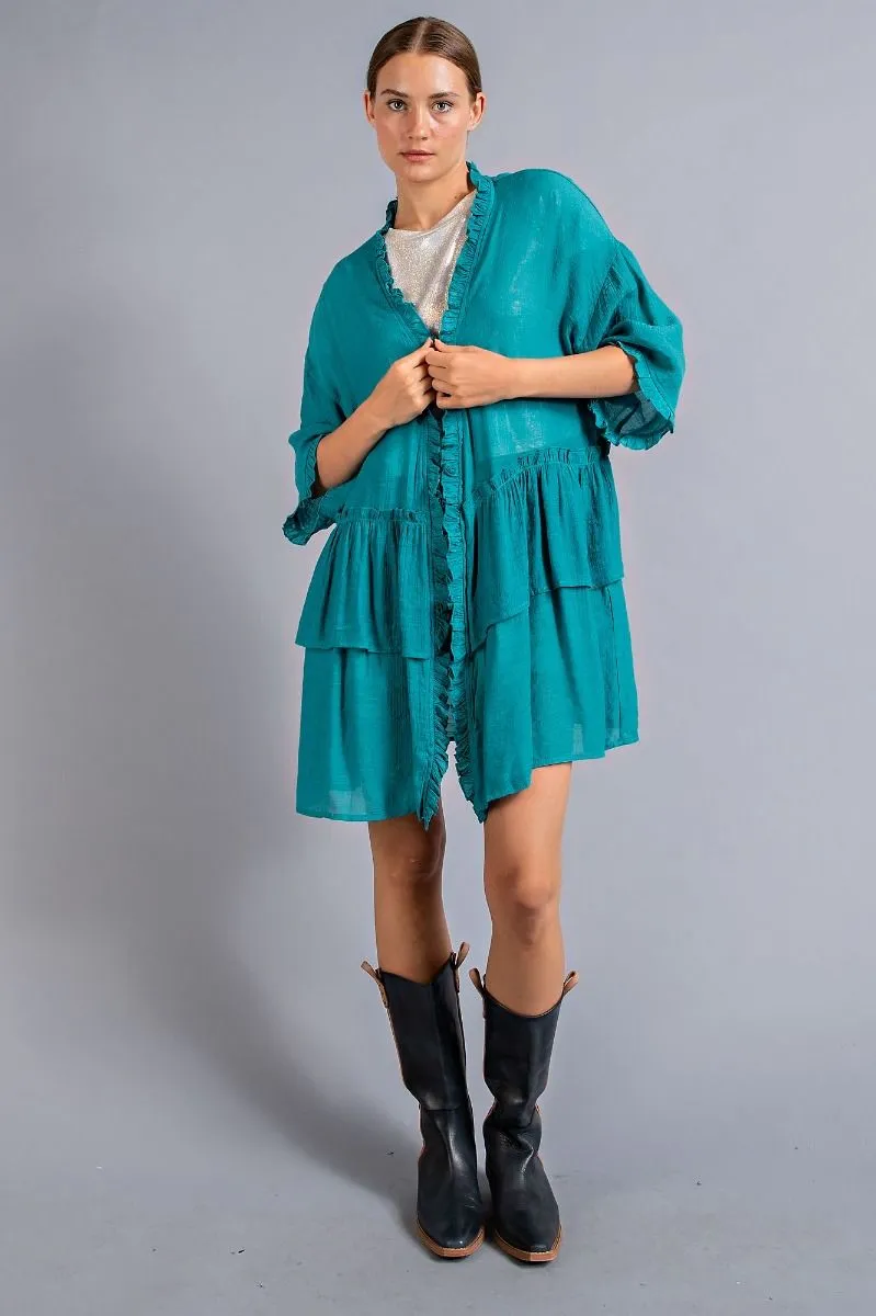 Easel Tiered Ruffle Kimono