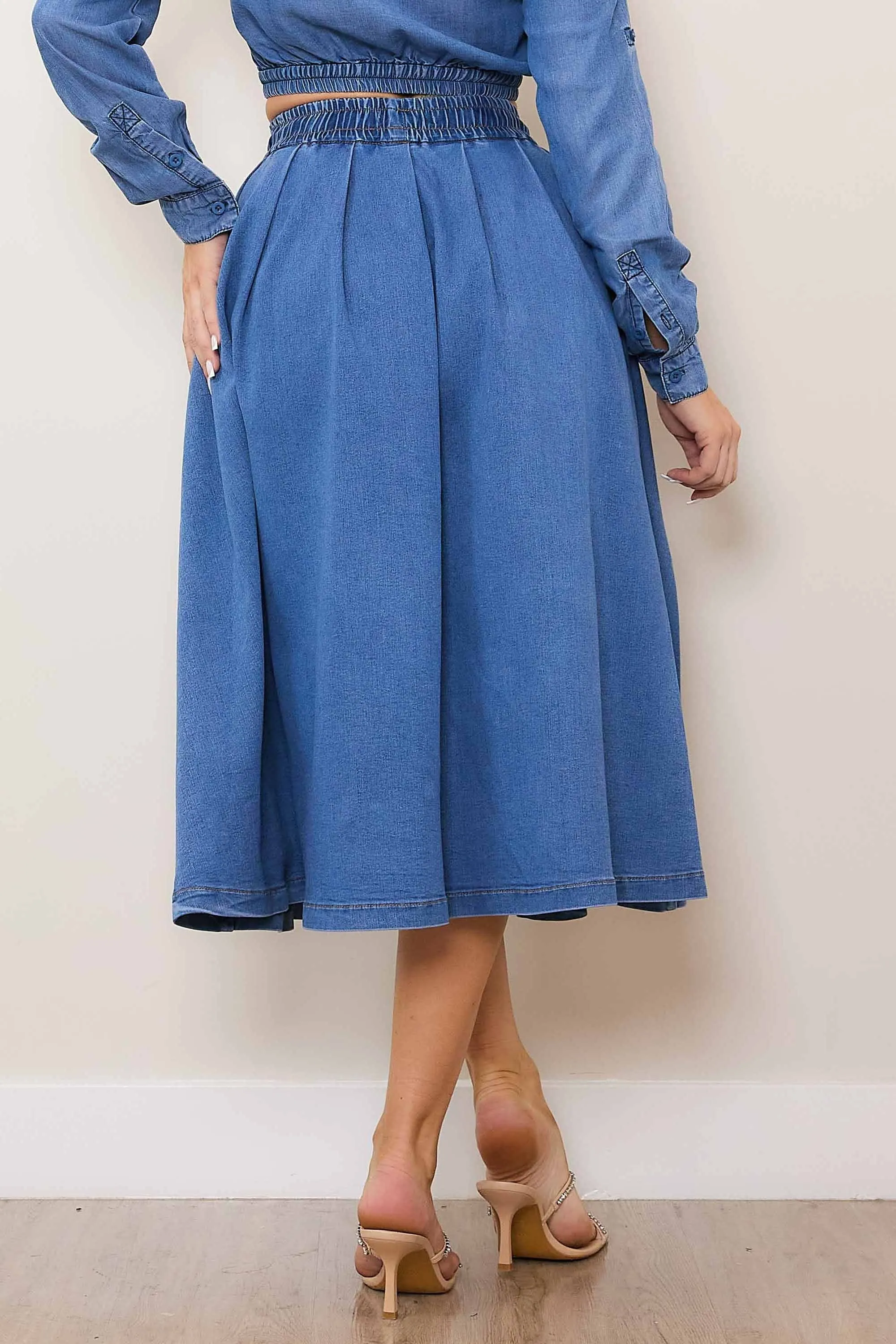 Elastic Waist Full Skirt