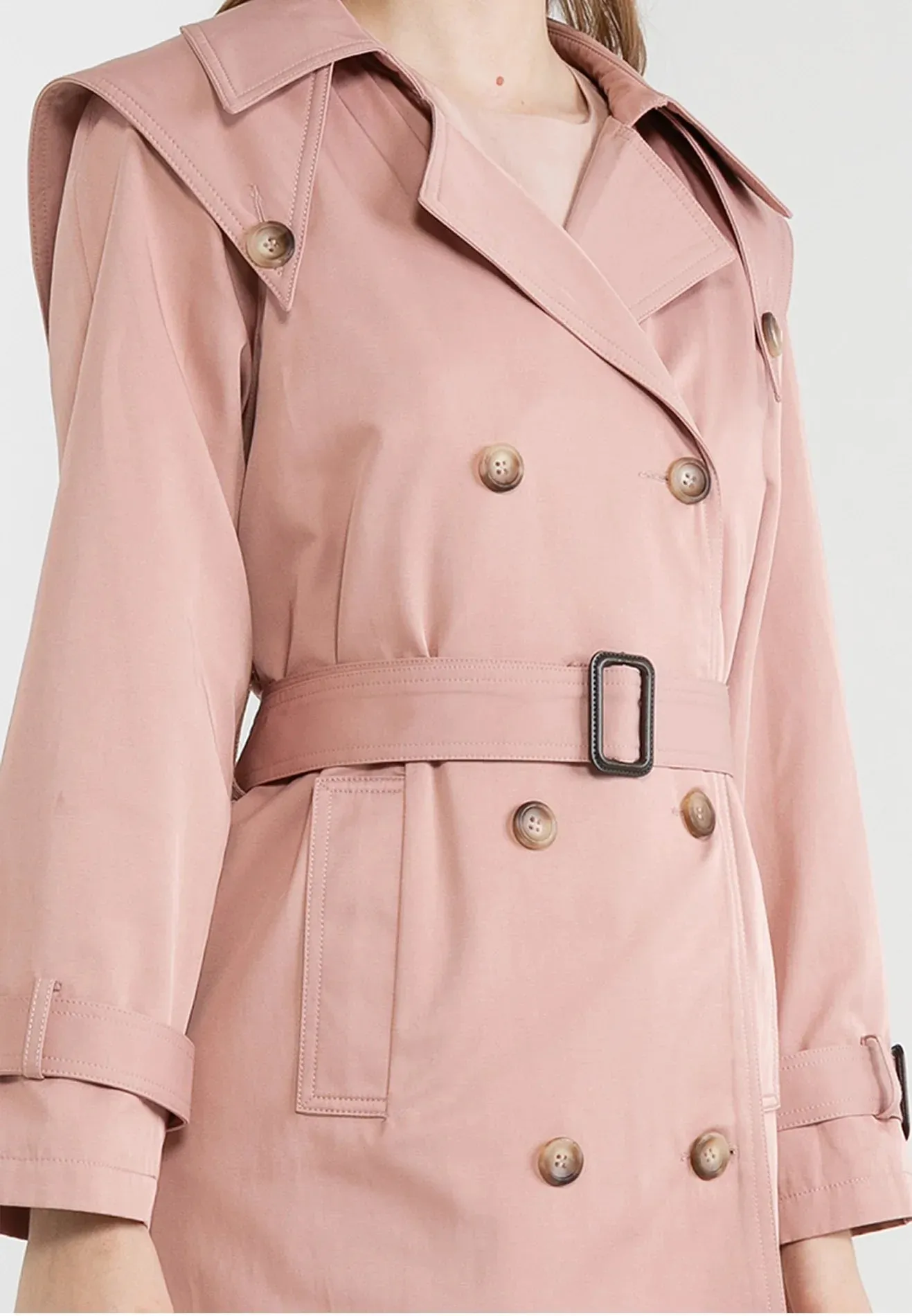 ELLE Apparel Double Breasted Belted Trenchcoat