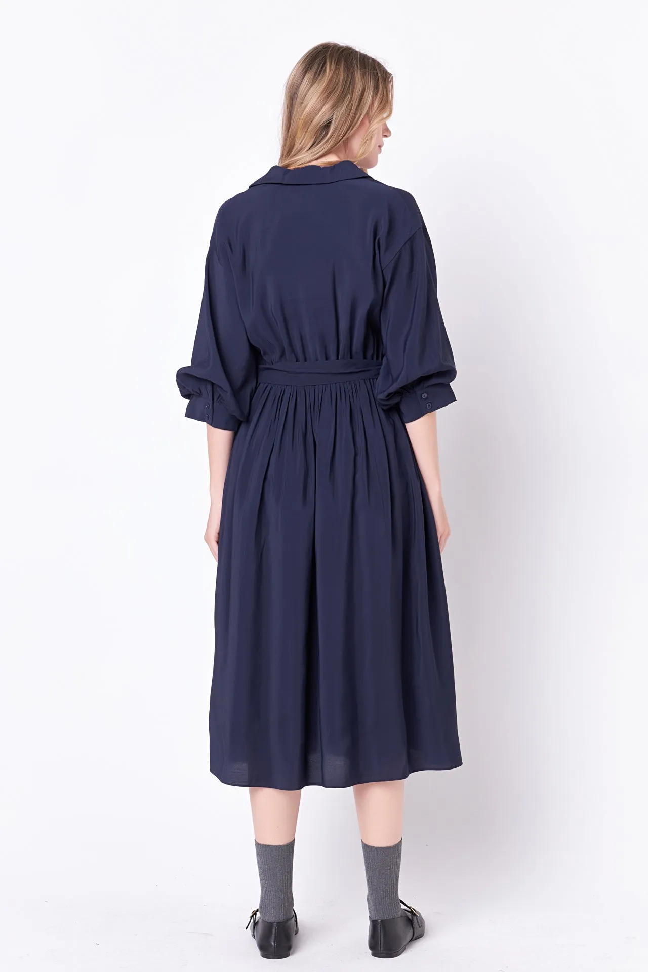 English Factory - Angled Buttoned Wrap Midi Dress