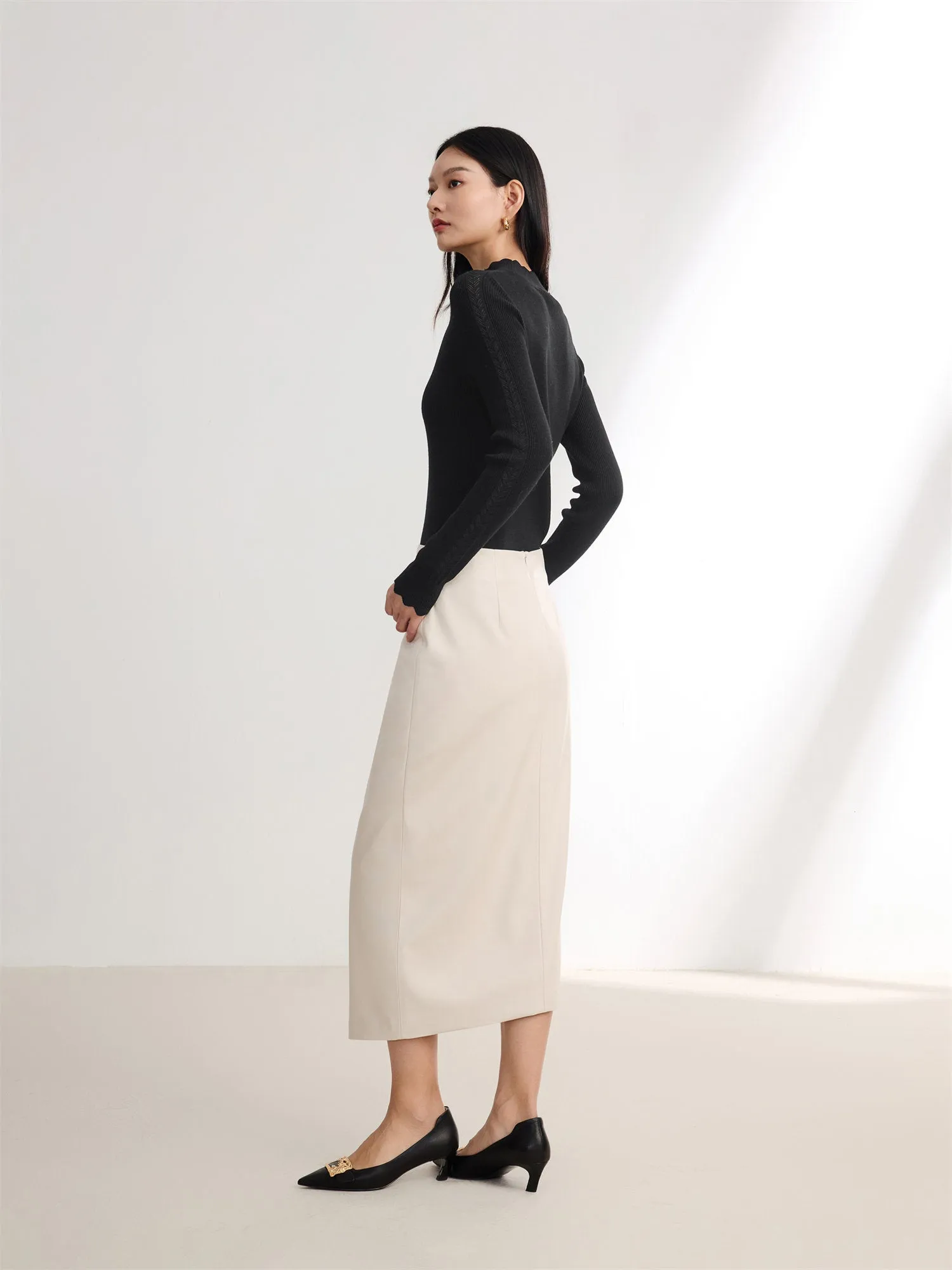 EP YAYING Deconstructed Midi Skirt