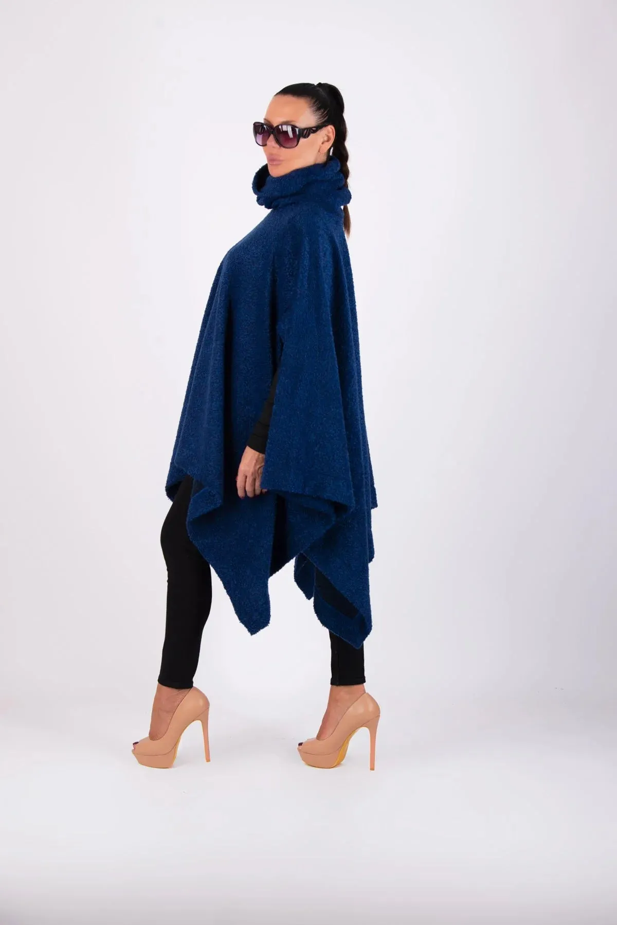 EVA Blue Knitted Poncho