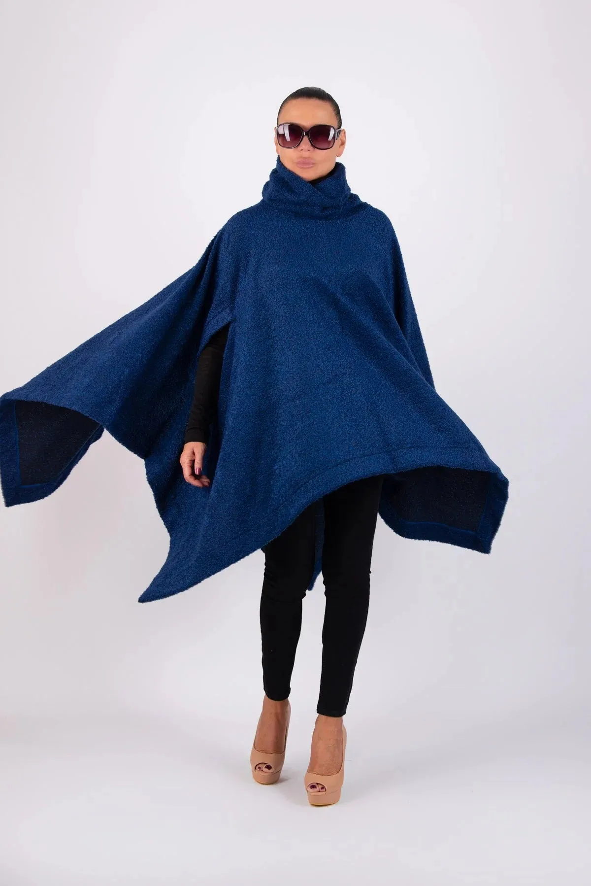 EVA Blue Knitted Poncho