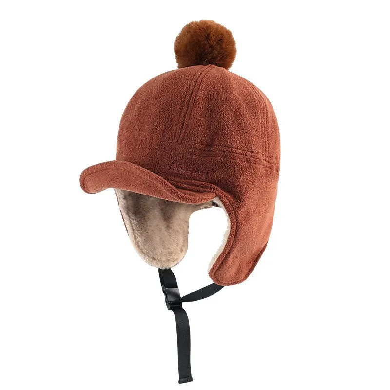 Fashion Winter Warm Bomber Hats Ear And Windproof Ski Cap Thick Plush Men Women's Snow Cap Ear Flaps