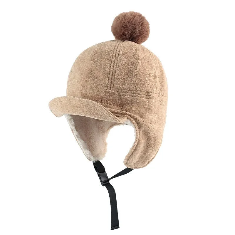 Fashion Winter Warm Bomber Hats Ear And Windproof Ski Cap Thick Plush Men Women's Snow Cap Ear Flaps