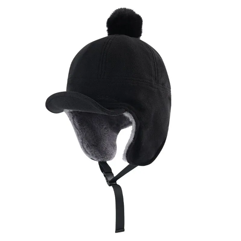 Fashion Winter Warm Bomber Hats Ear And Windproof Ski Cap Thick Plush Men Women's Snow Cap Ear Flaps