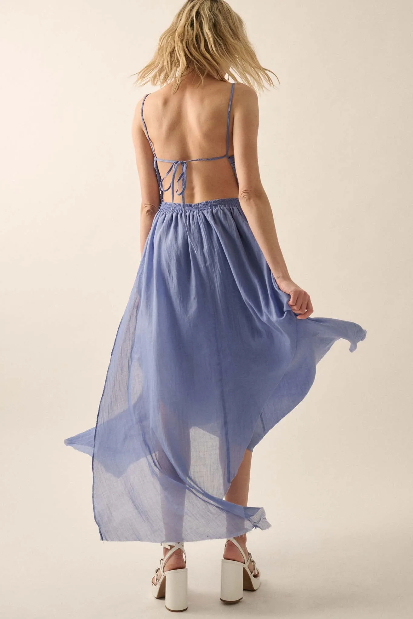 Floating on Air Layered Gauze Halter Maxi Dress