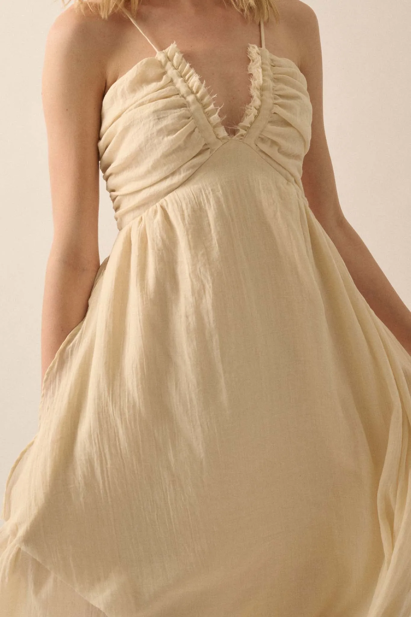 Floating on Air Layered Gauze Halter Maxi Dress