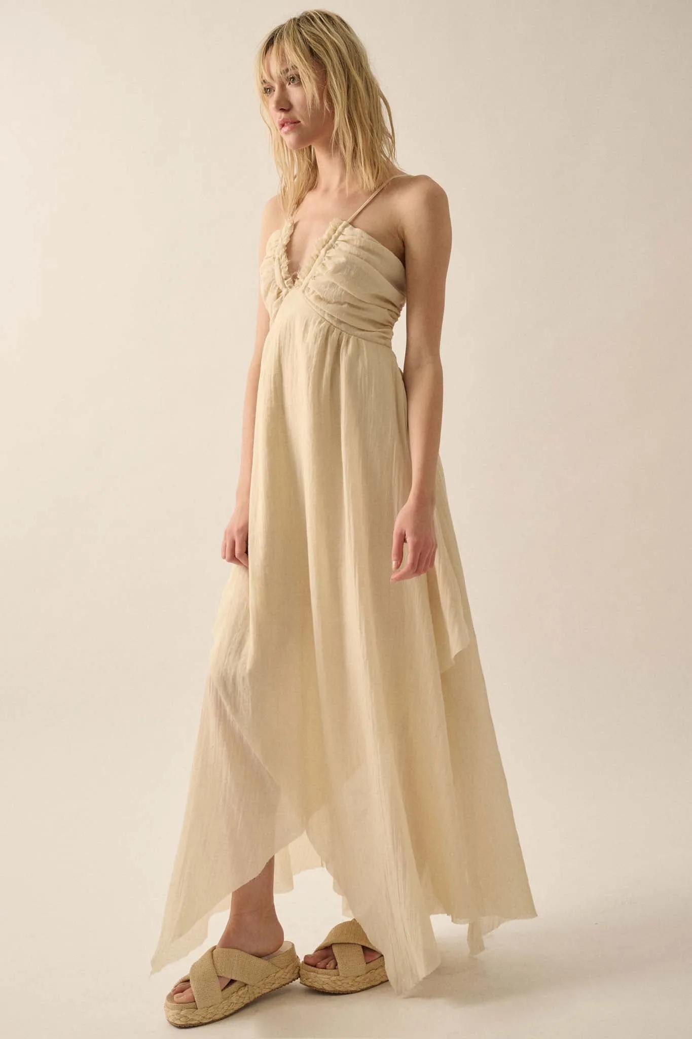 Floating on Air Layered Gauze Halter Maxi Dress