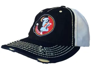 Florida State Seminoles Retro Brand Black Beige Stitched Worn Snapback Hat Cap