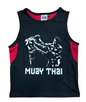 FLUORY TF22 MUAY THAI BOXING Training Vest Tank Top XXXS-L Junior Black Red