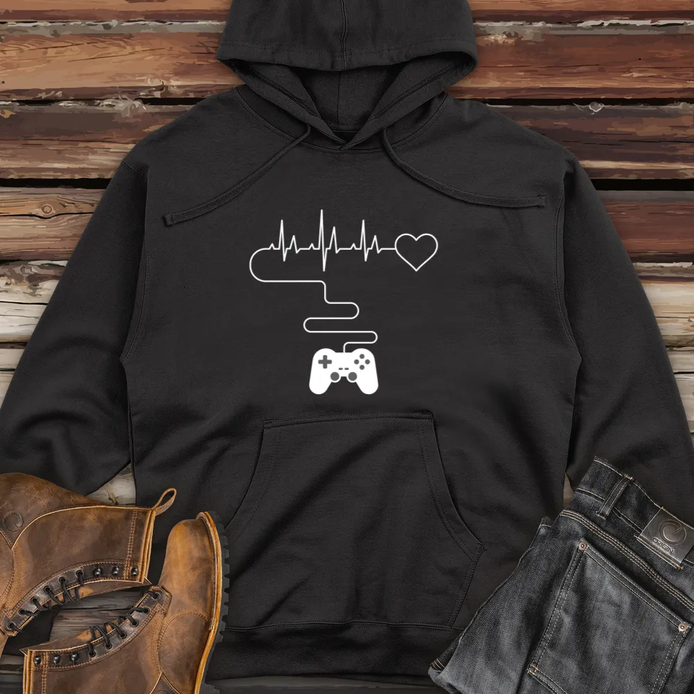 Gamer Heartbeat Midweight Hooded Sweatshirt