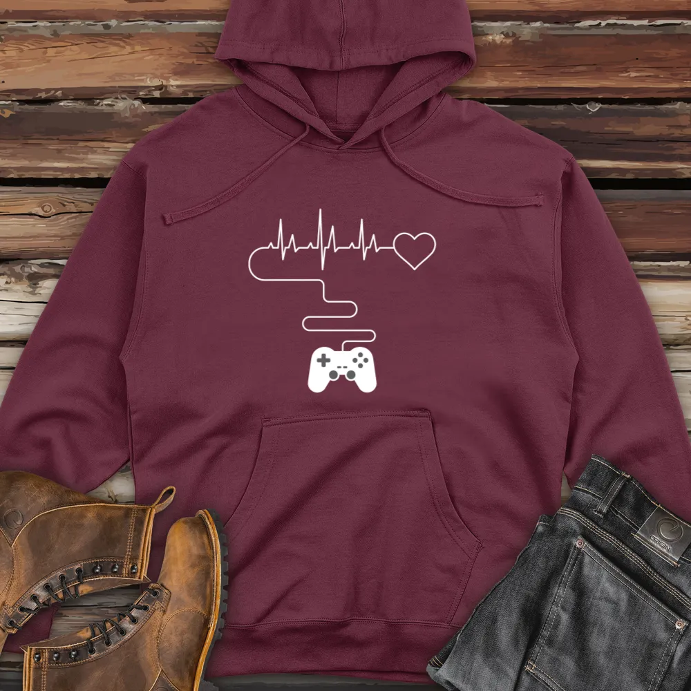 Gamer Heartbeat Midweight Hooded Sweatshirt