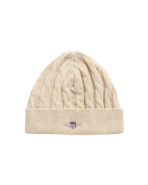 Gant - beige, cable knit pull on beanie