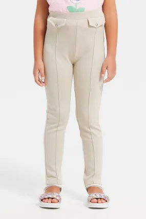 Girls Beige Leggings