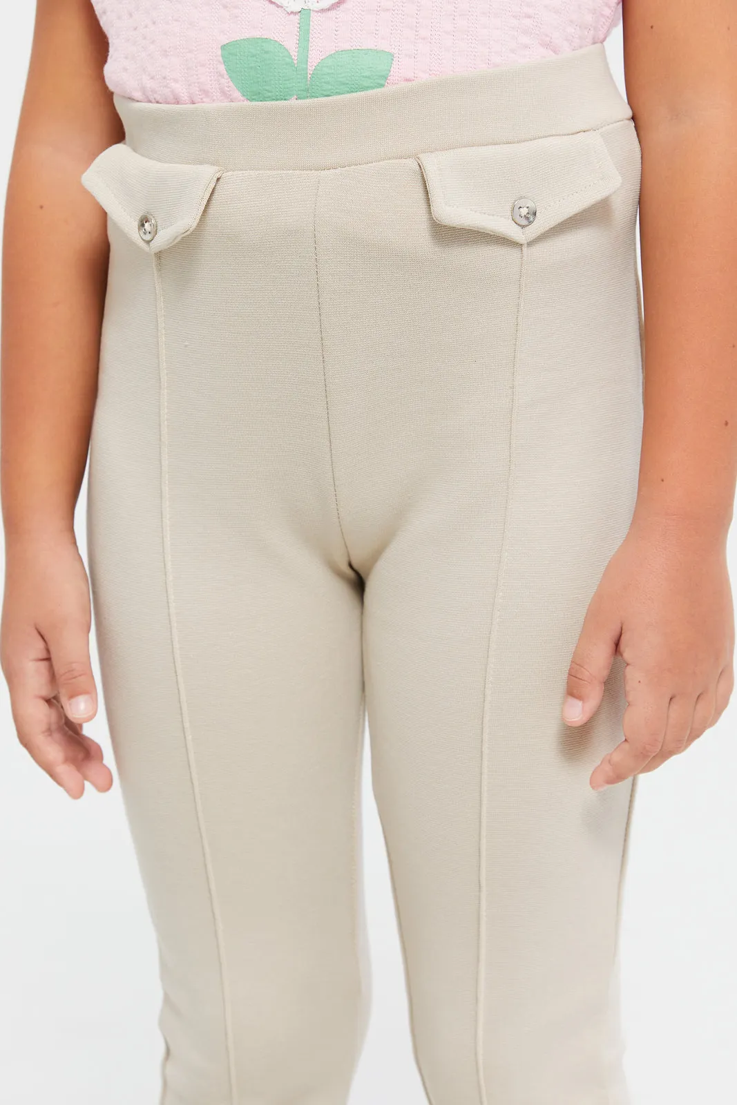 Girls Beige Leggings