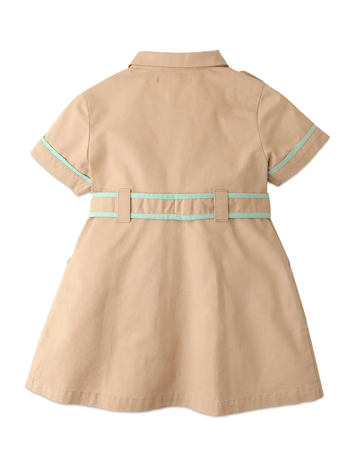 GIRLS TRENCH COAT DRESS WITH CONTRAST PIPING