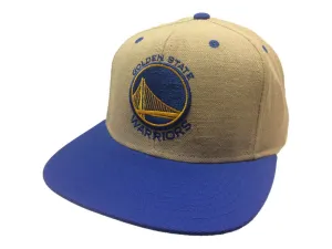 Golden State Warriors Mitchell & Ness Tan & Blue Snapback Flat Bill Hat Cap